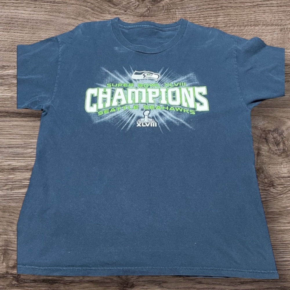 Seattle Seahawks Super Bowl XLVIII Champions Navy Blue T-Shirt